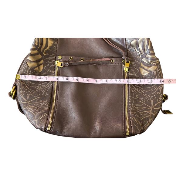The Sak Womens Brown Leather Leaf Print Hobo Bag - Picture 10 of 13